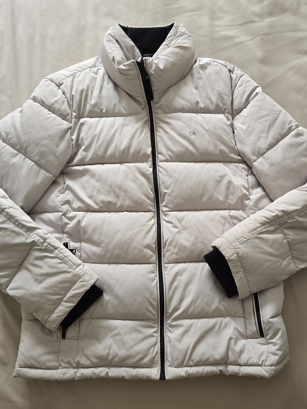 Calvin Klein Oyster White Puffer Jacket - Men's Insulated Coat